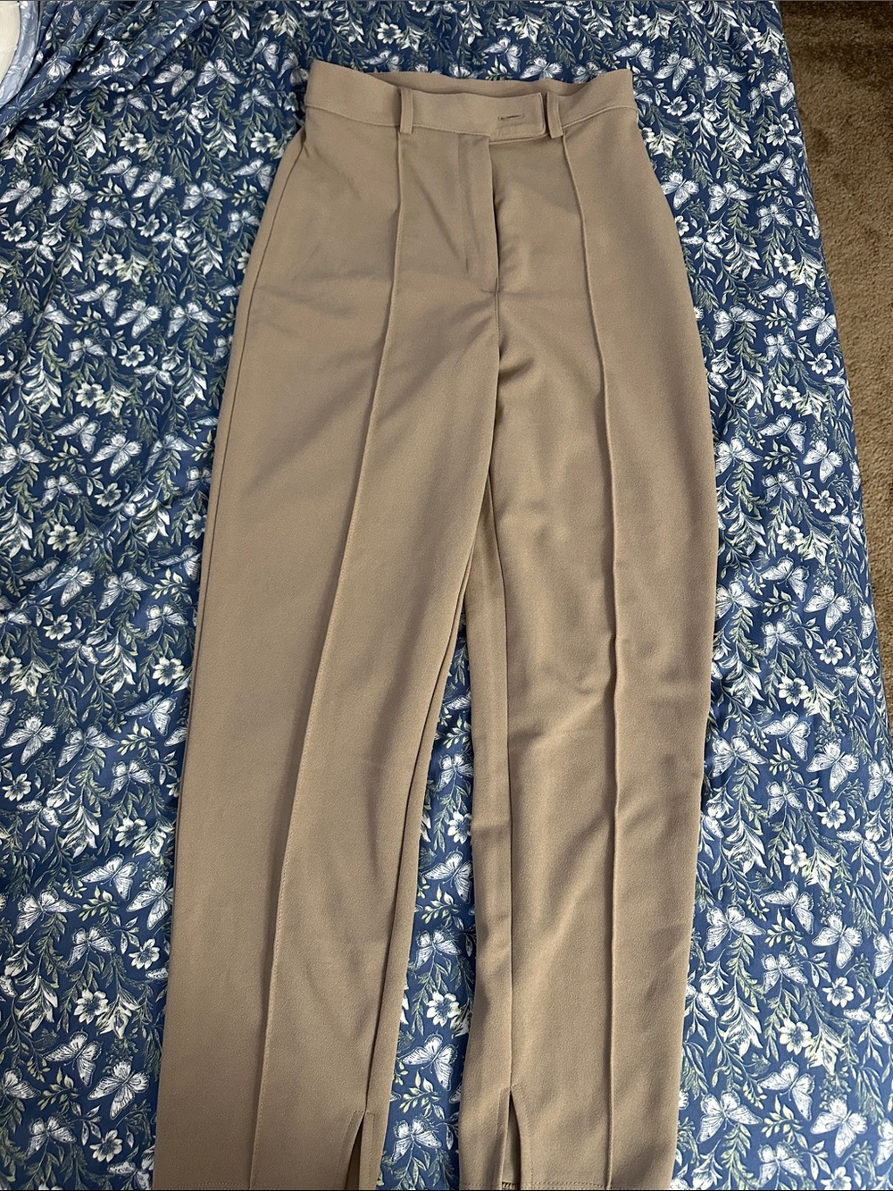 H&M Taupe High-Rise Tailored Trousers